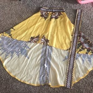African high low skirt with matching ribbon belt